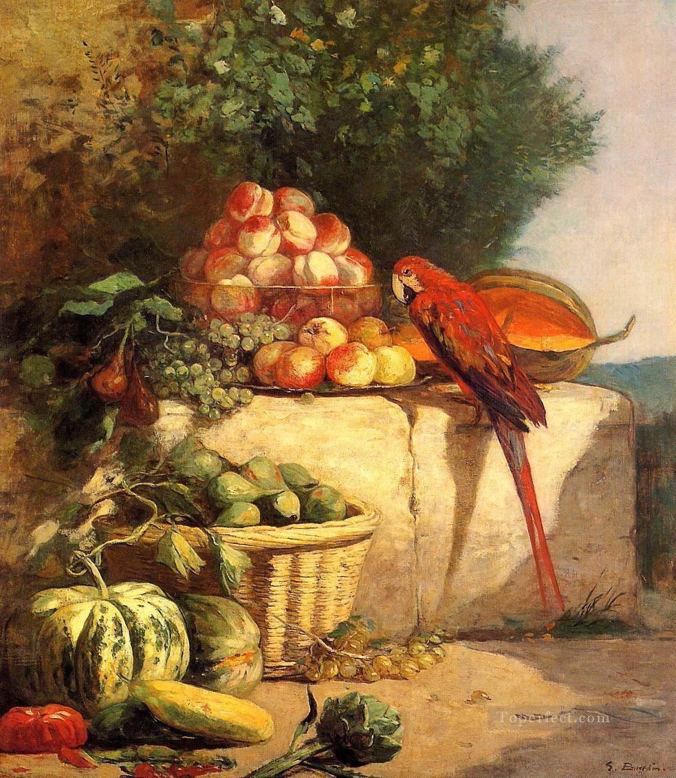 Fruit and Vegetables with a Parrot Impressionism still life Oil Paintings